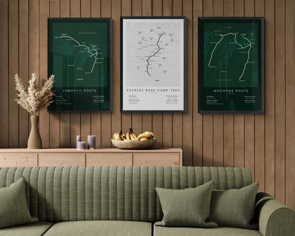 Lemosho Route (Mount Kilimanjaro) Trek Wall Map in Minimal Room Decor