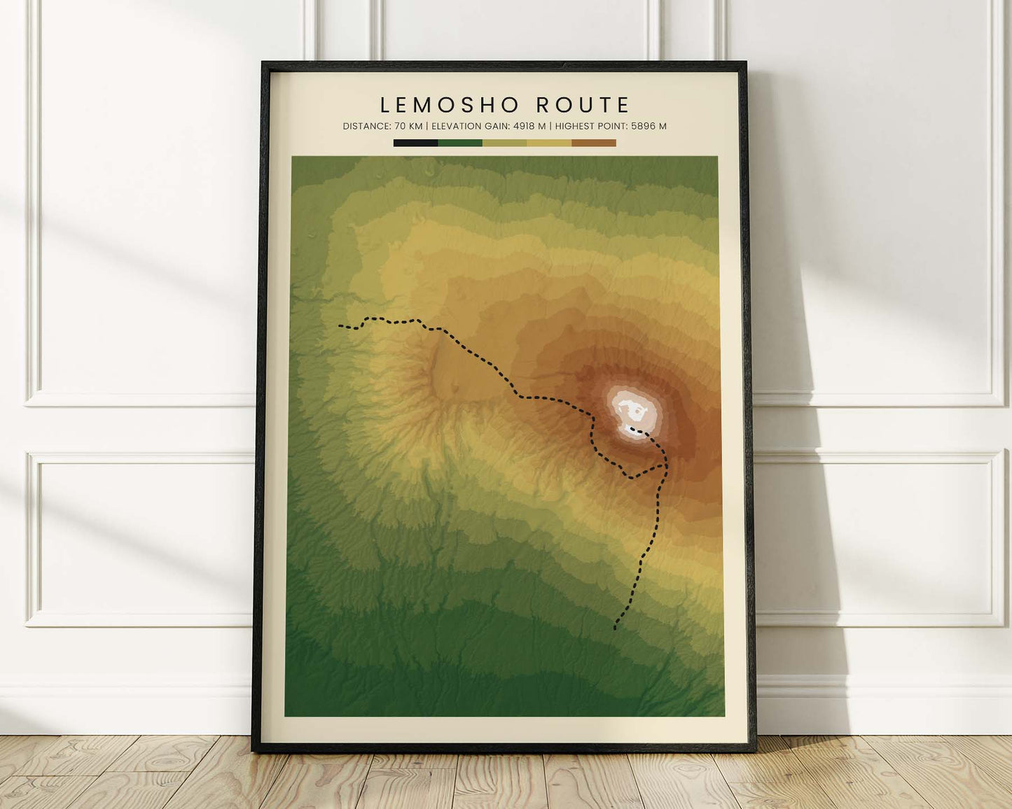 Lemosho Route (Tanzania) Hike Poster with Realistic Green Background
