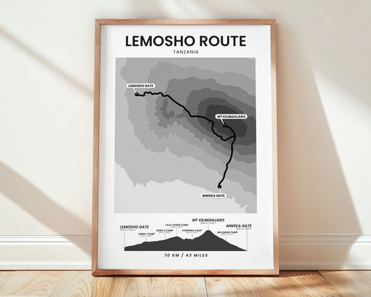 Mount Kilimanjaro (Tanzania) Geological Map Map Art with Black Background