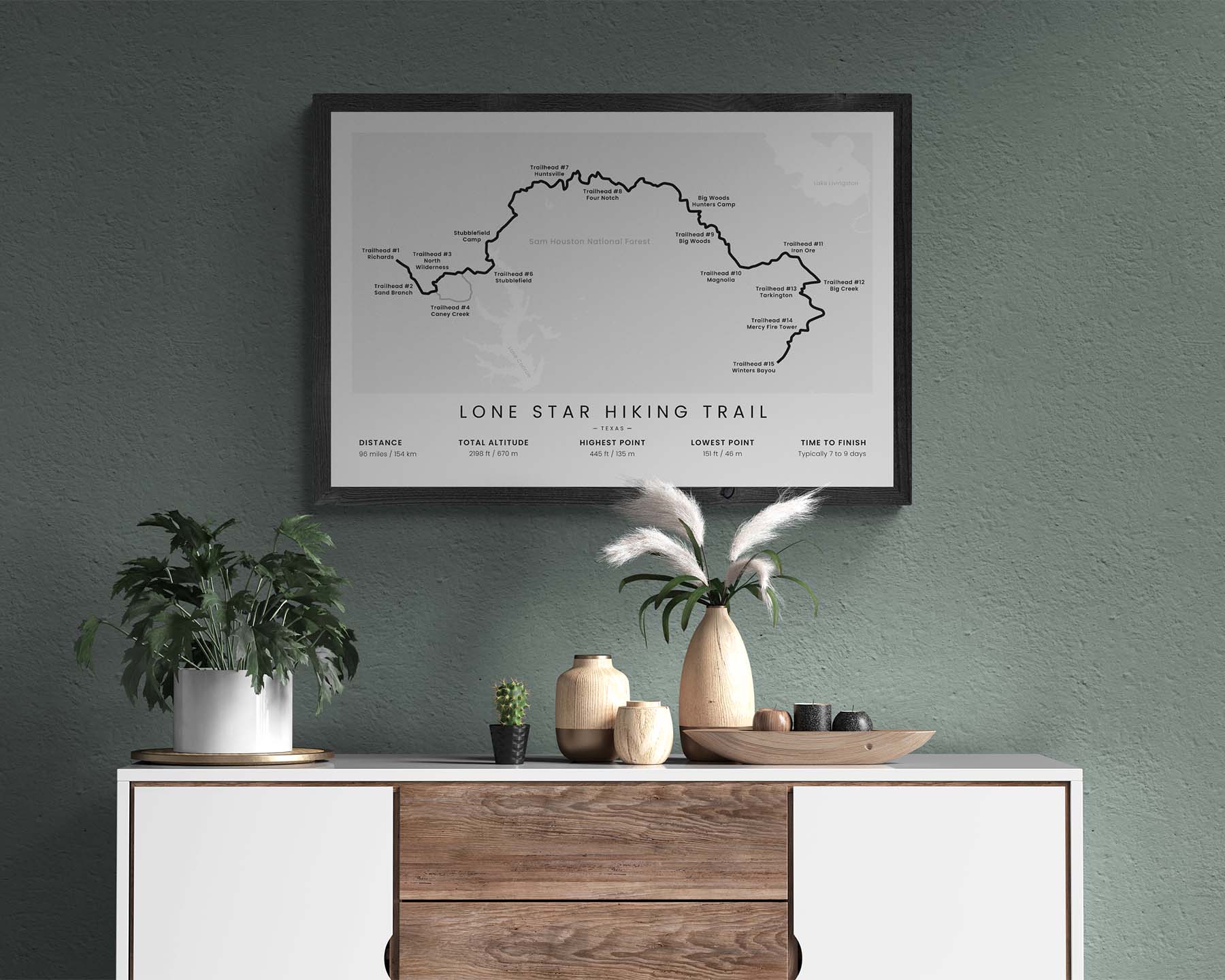 LSHT (Sam Houston National Forest) Trail Wall Decor in Modern Interior Decor