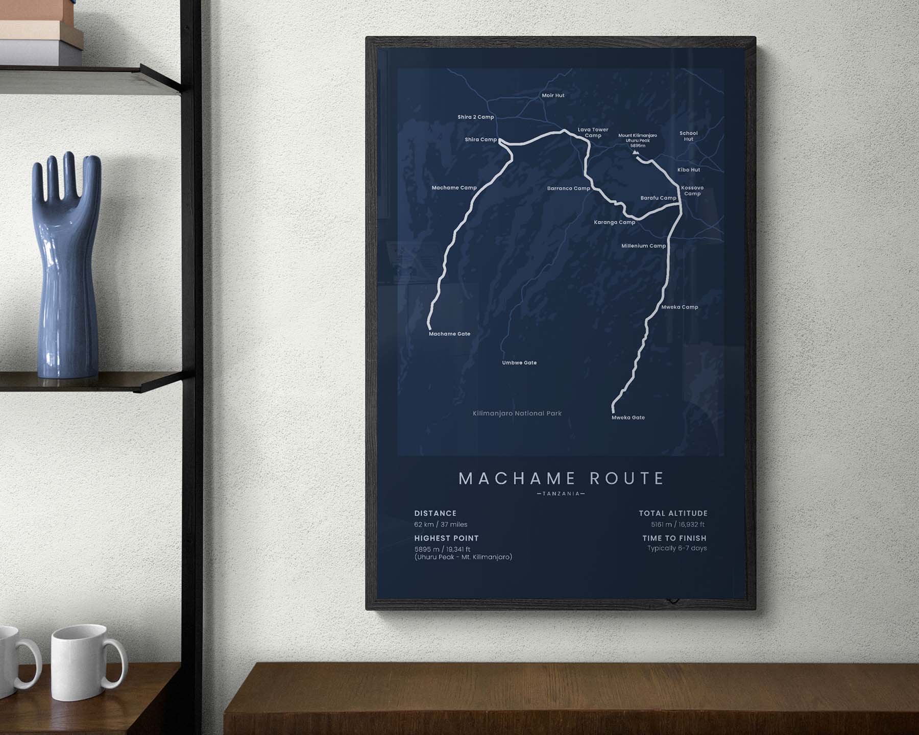 Whiskey Route (Africa) route wall art in minimal room decor