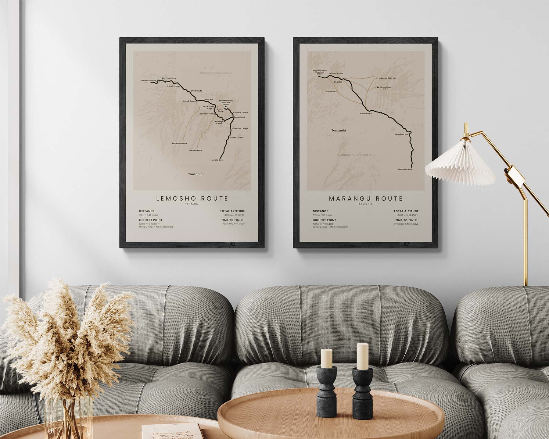 Coca-Cola Route (Uhuru Peak) Route Poster in Modern Wall Art Decor