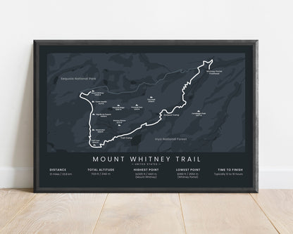 Mount Whitney Trail (Inyo National Forest) Trek Wall Decor with black background