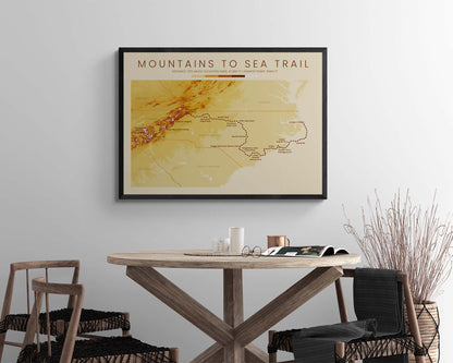 MST (United States) Hiking Trail Gift with Shaded Relief Map in Modern Living Room Decor