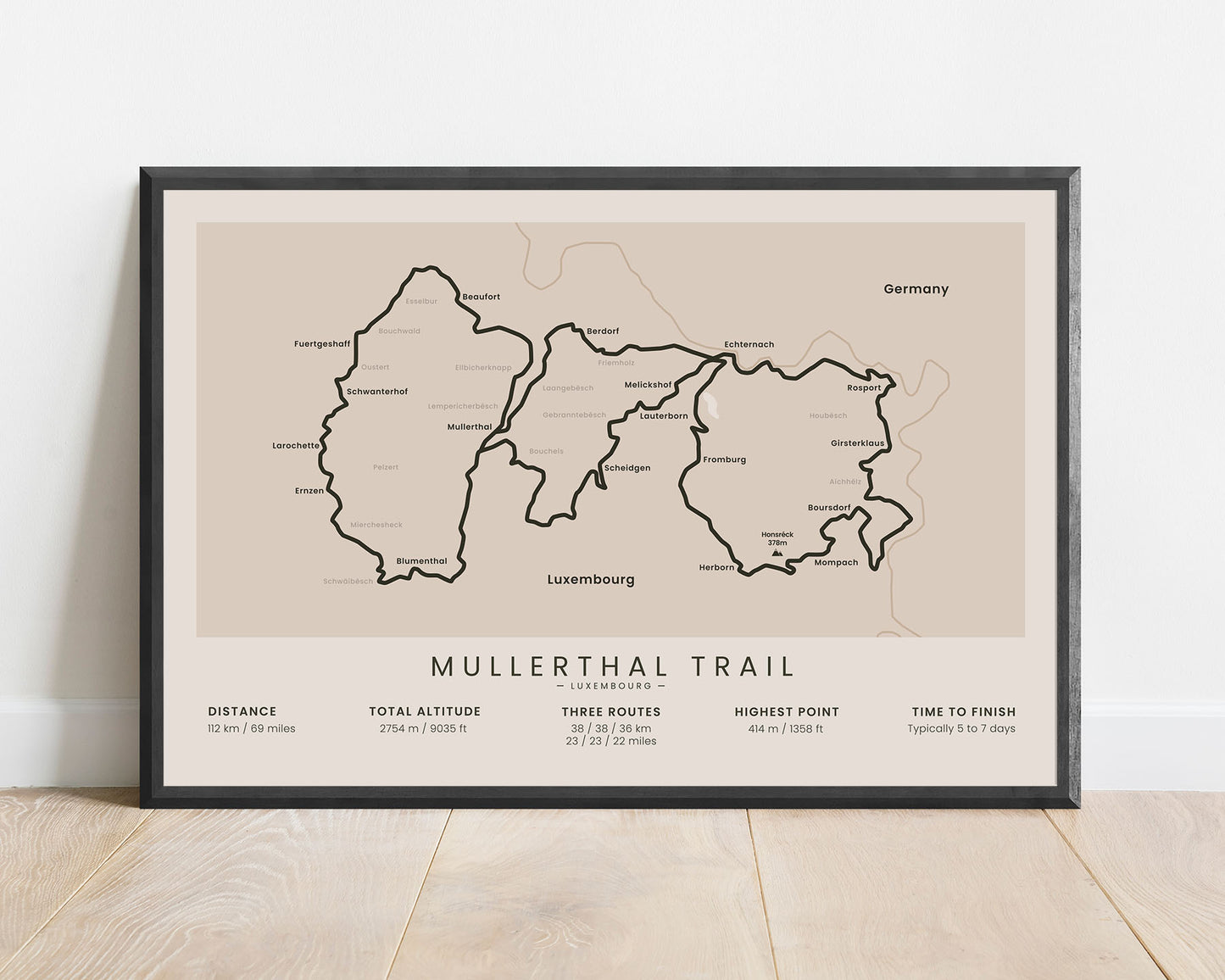 Mullerthal Trail (Route 2) Hike Wall Art with Beige Background