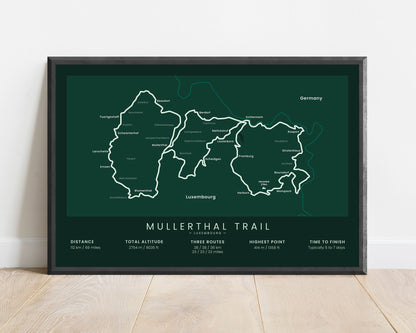 Mullerthal Trail (Europe) Trek Wall Map with Green Background