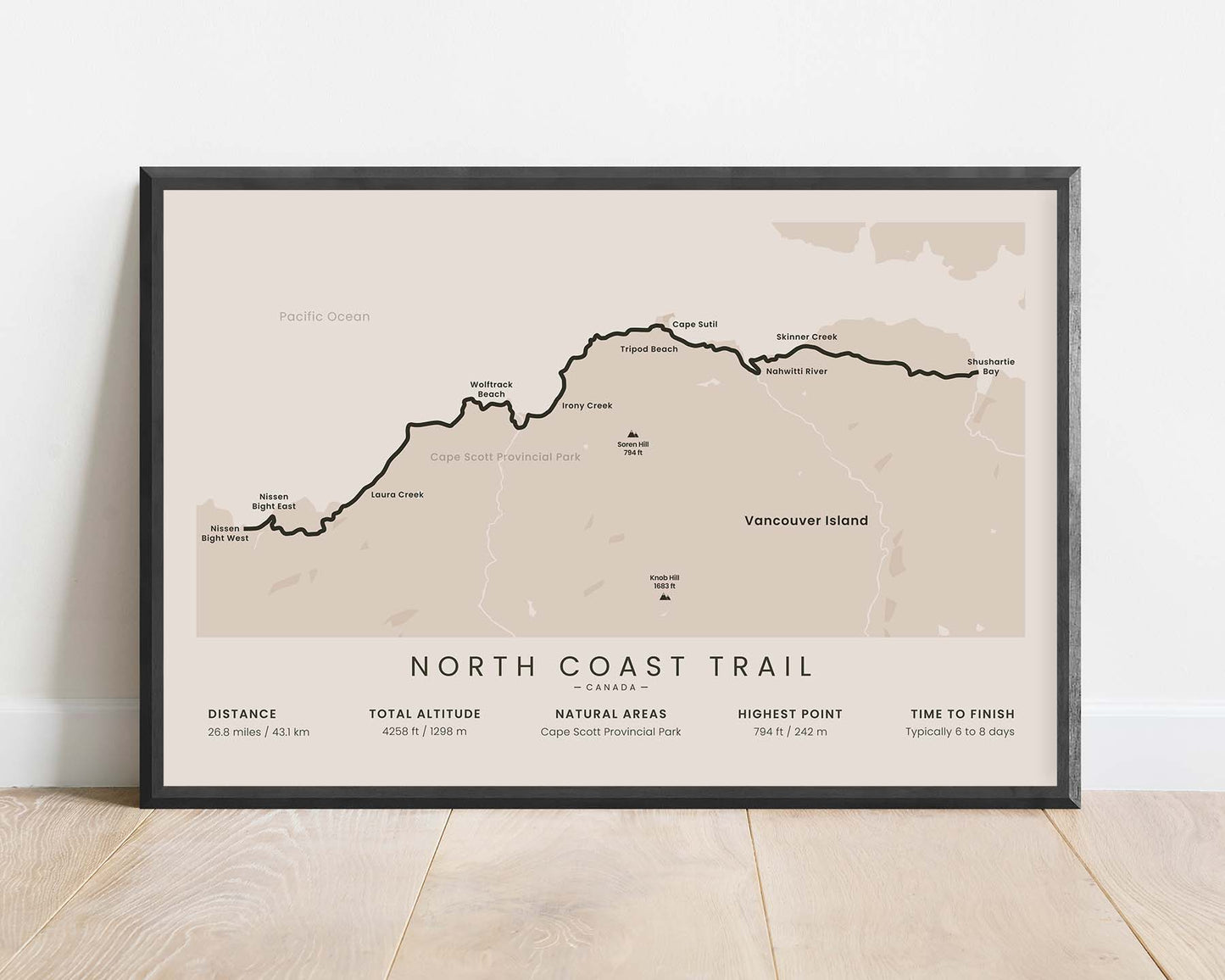 North Coast Trail (Cape Scott Provincial Park) Hike Print with Beige Background