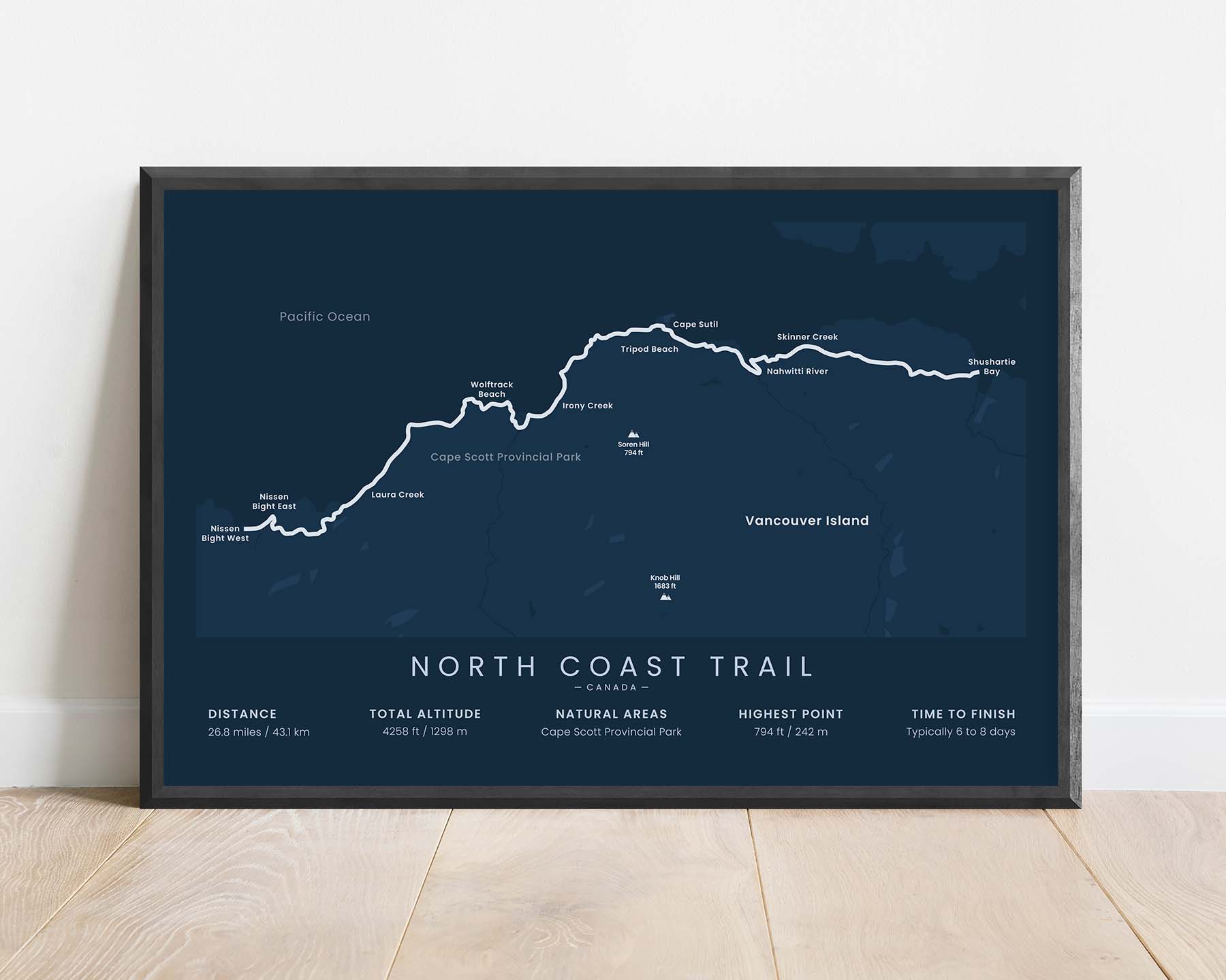 North Coast Trail (British Columbia) Path Wall Art with Blue Background