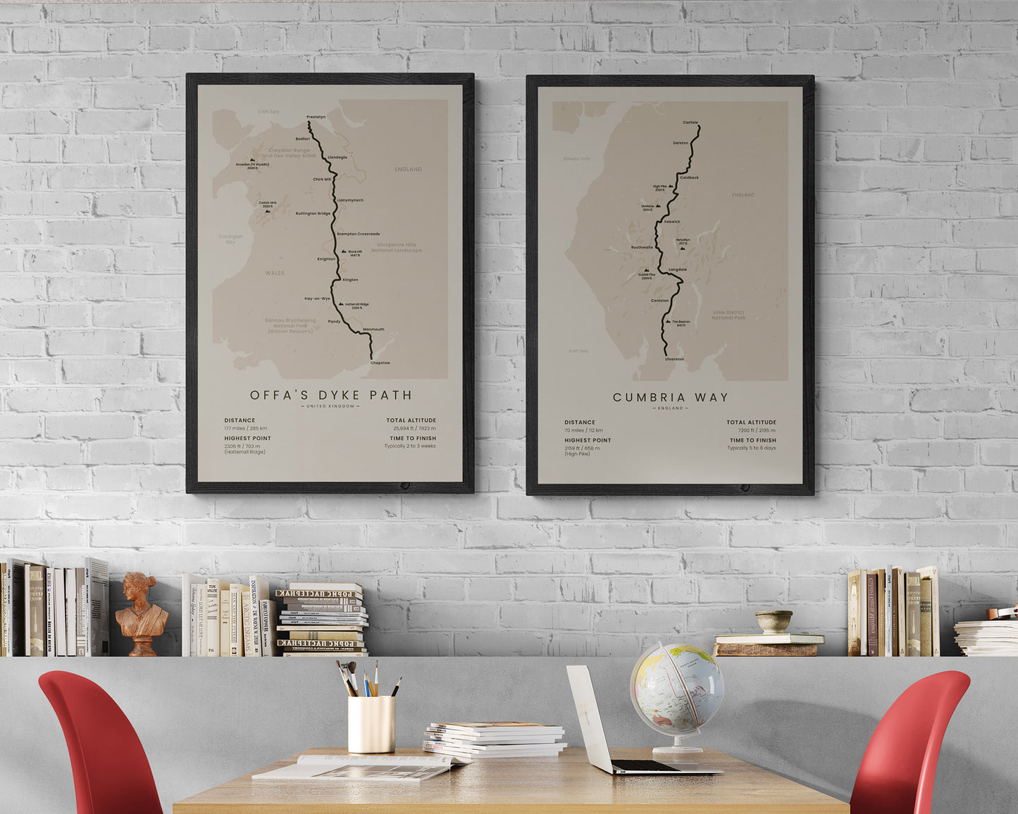 Offa's Dyke Path (Wales) Thru-Hike Wall Decor in Modern Interior Decor