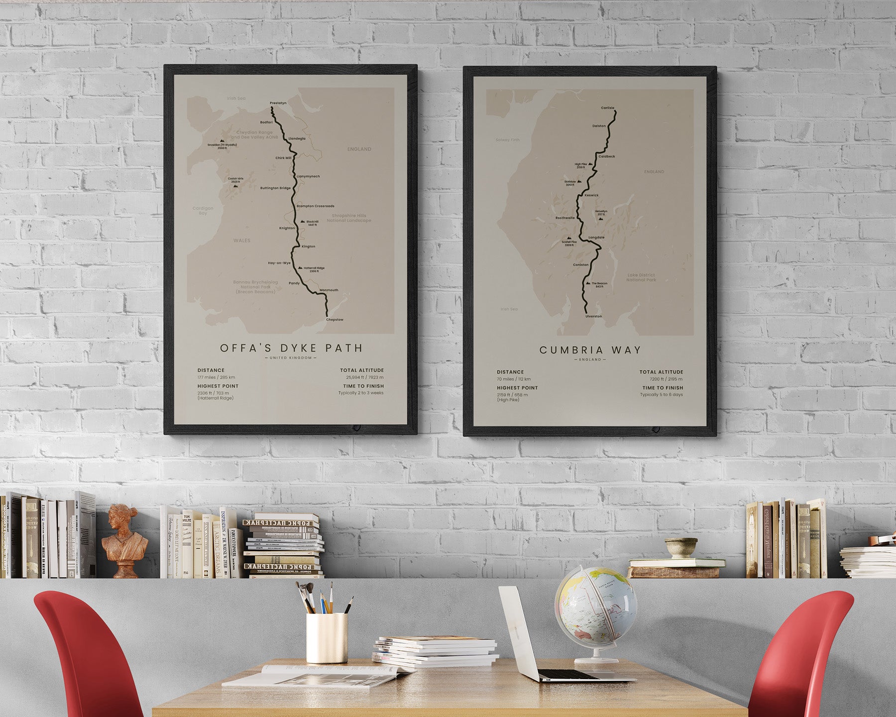 Offa's Dyke Path (Wales) Thru-Hike Wall Decor in Modern Interior Decor