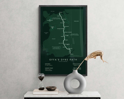 Offa's Dyke Path (Wales) Track Map Art in Minimal Interior Decor