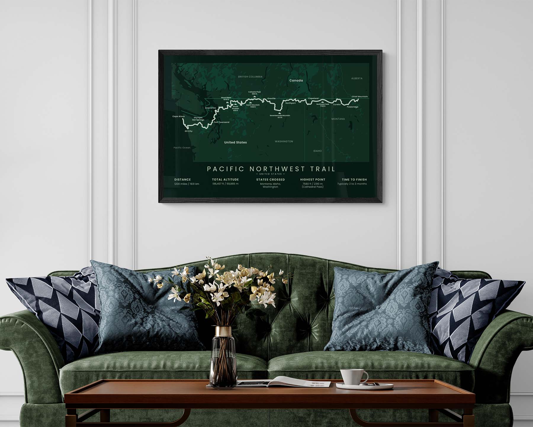 Pacific Northwest Trail (Montana) Trail Wall Art in Minimal Living Room Decor