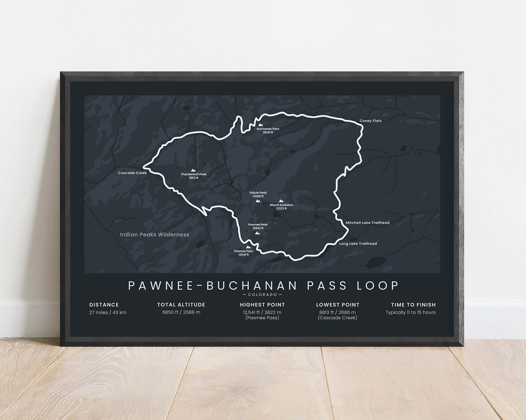 Pawnee-Buchanan Loop (United States) Track Map Art with Black Background