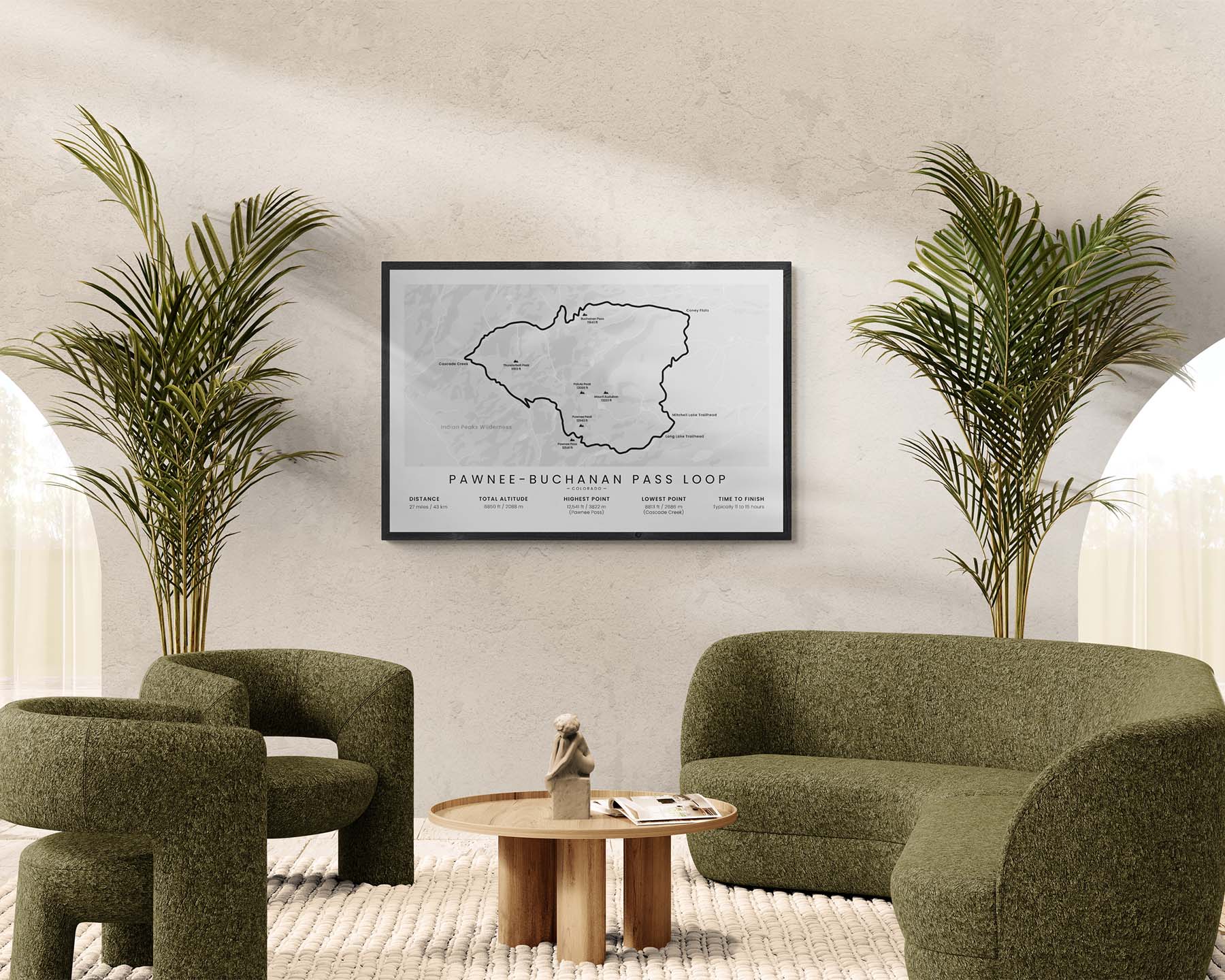 Northern Indian Peaks Loop (United States) Trail Wall Decor in Minimal Room Decor