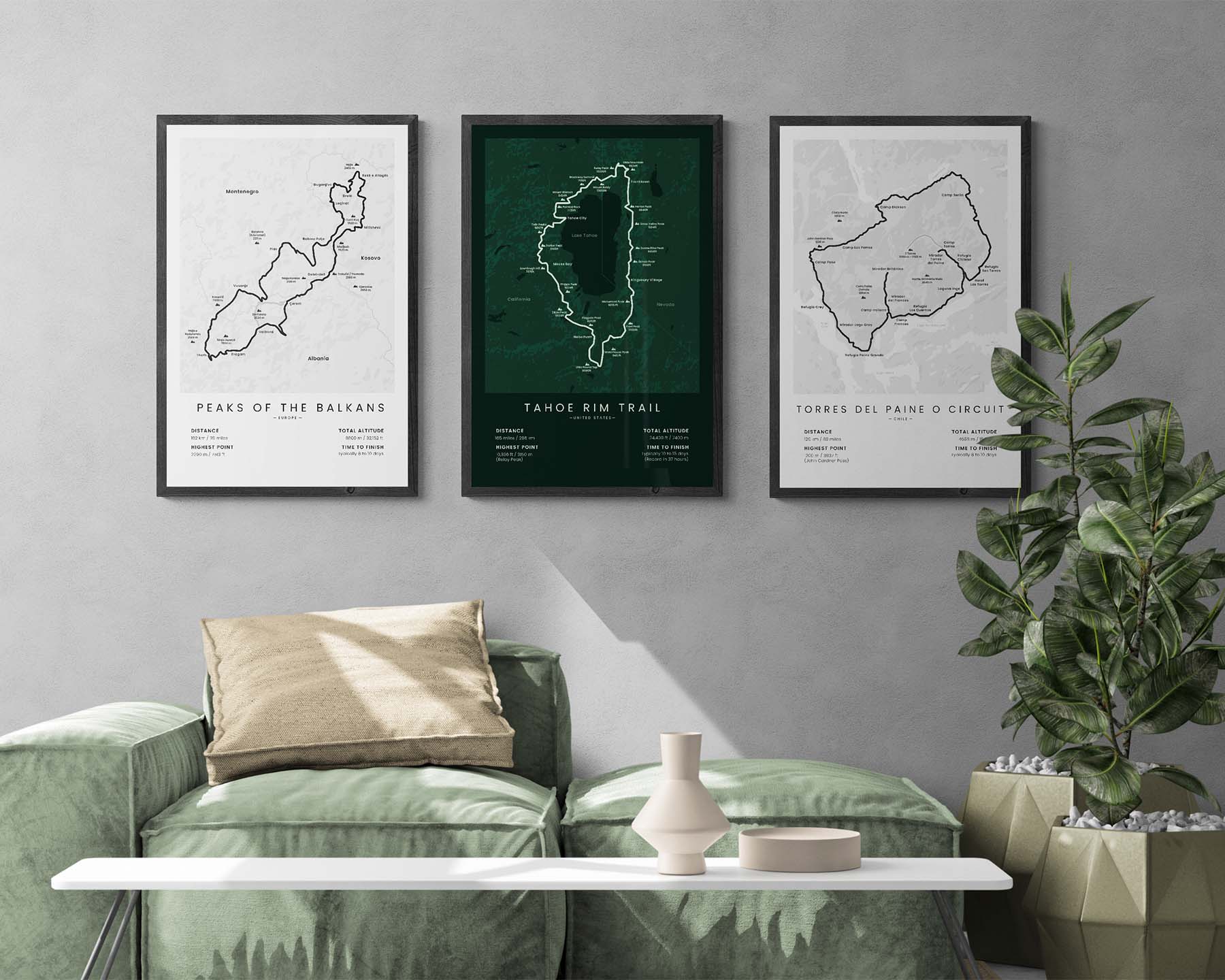 POB Trail (Montenegro) Thru Hike Wall Decor in Modern Interior Decor