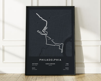 Philadelphia Marathon (Museum of Art) Road Race Poster with Black Background