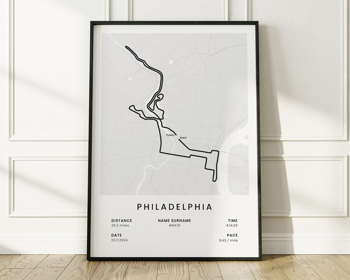 Philadelphia Marathon (Pennsylvania) Marathon Wall Art with White Background