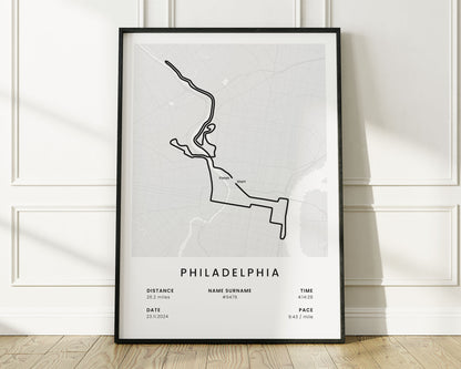 Philadelphia Marathon (Pennsylvania) Marathon Wall Art with White Background