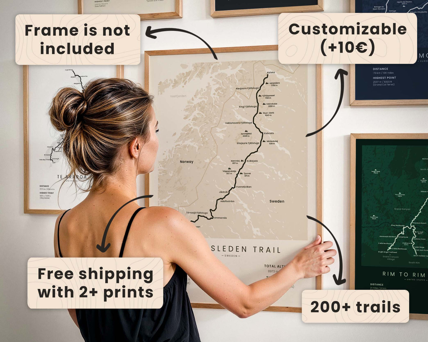 Trail Goals Minimalistic Hiking Trail Posters Product Features