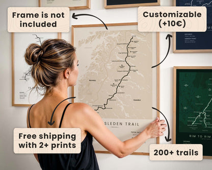 Trail Goals Minimalistic Hiking Trail Posters Product Features