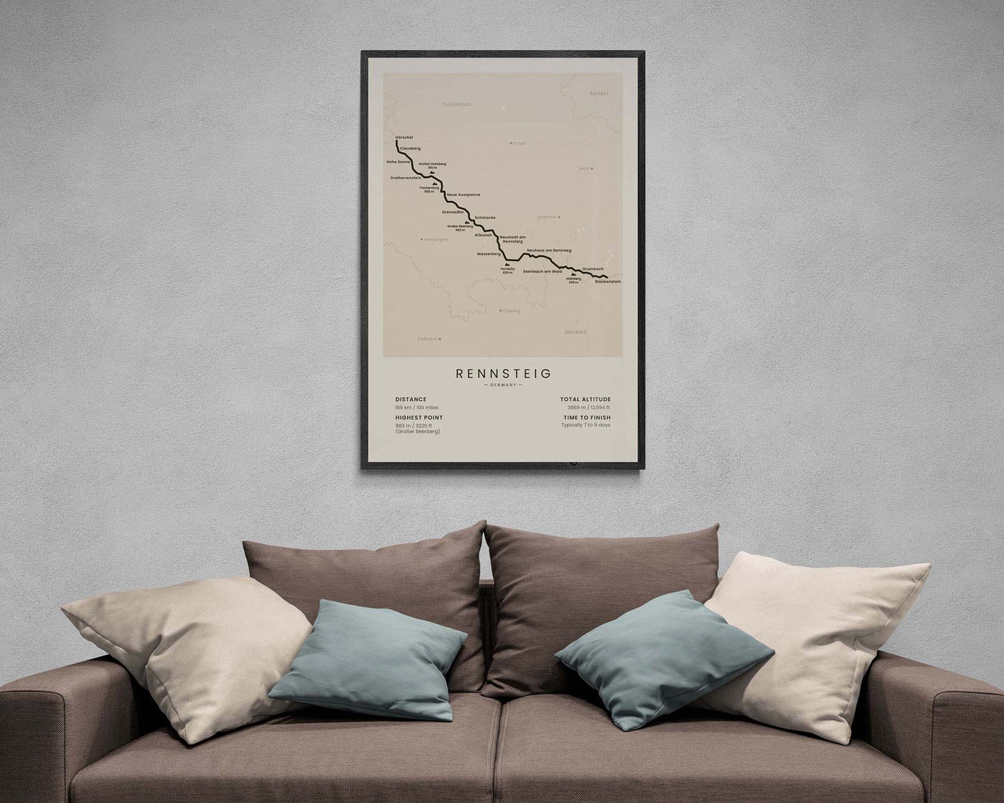 Rennsteig Trail (Germany) path wall art in minimal room decor