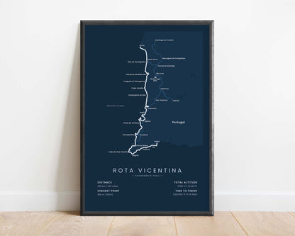 Rota Vicentina Fishermen's Trail (Portugal) Path Print with Blue Background