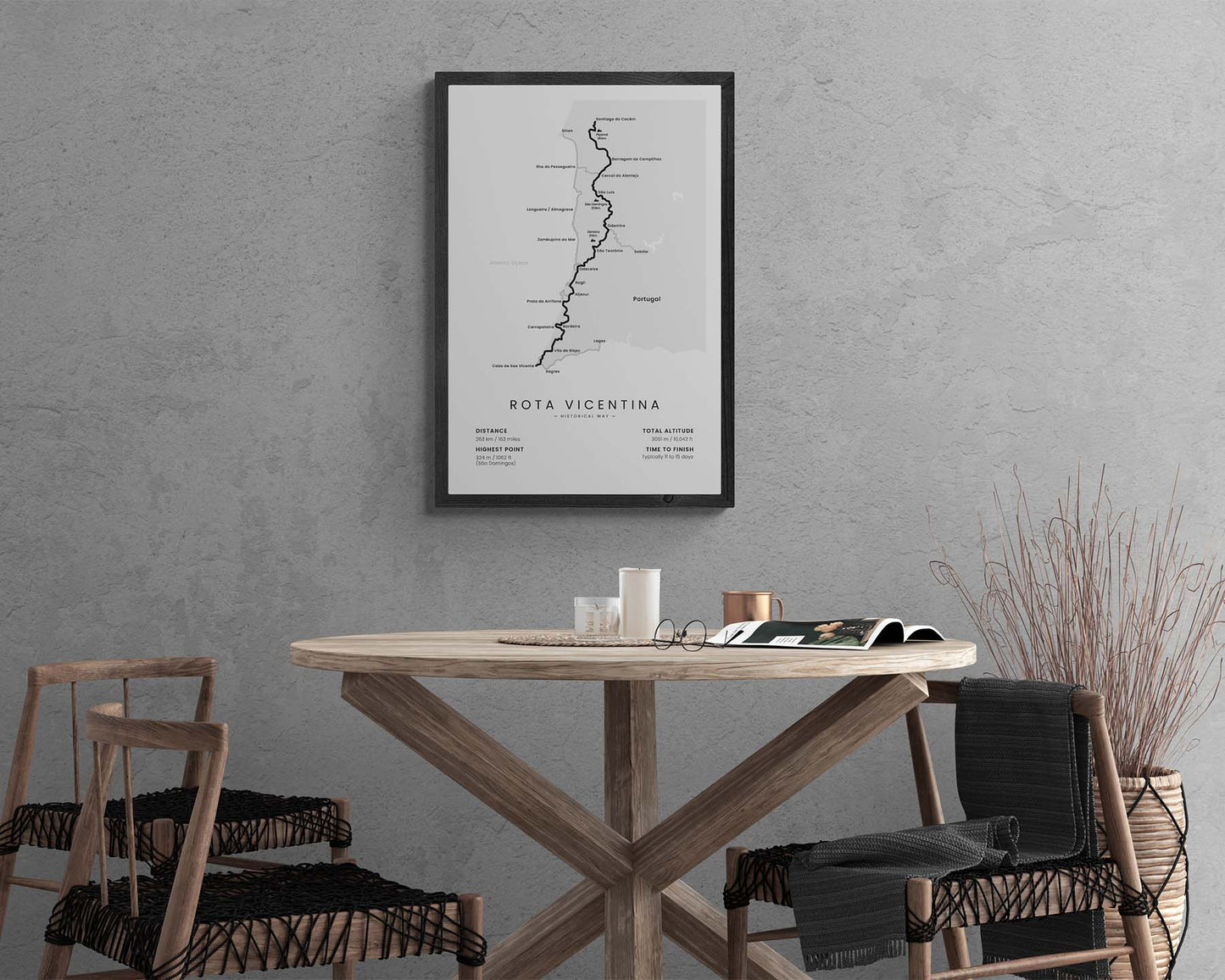 Rota Vicentina Historical Way (Santiago de Cacem) Thru Hike Poster in Minimal Room Decor