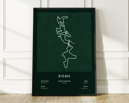 Rome Marathon (St. Peter’s Basilica) Runner Print with Green Background