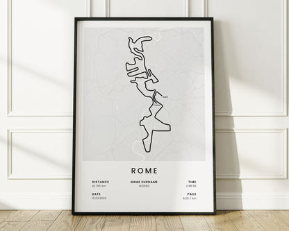 Rome Marathon (Colosseum) Marathon Wall Art with White Background