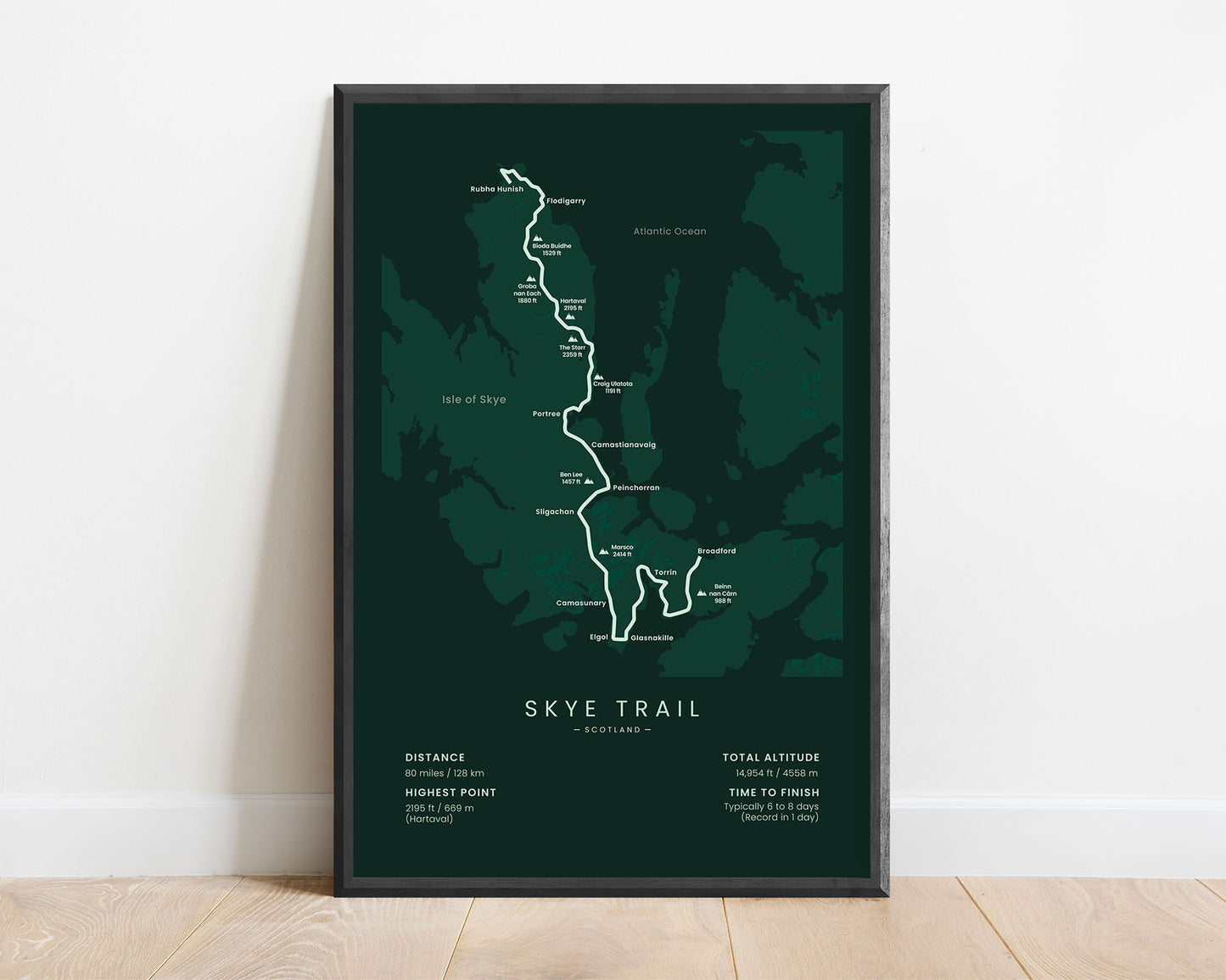 Skye Trail (United Kingdom) route print with green background