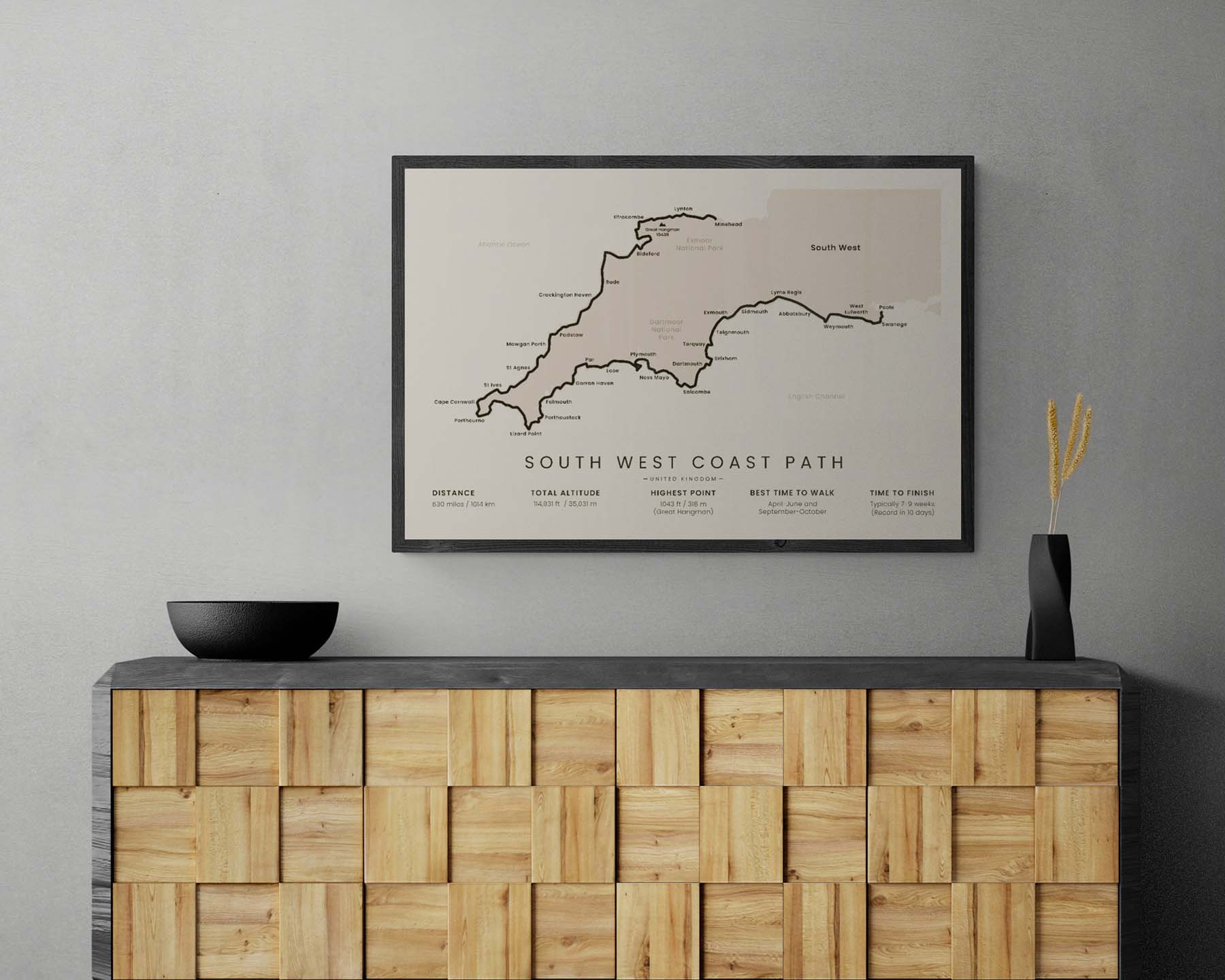 Sw Post Map South West Coast Path Poster