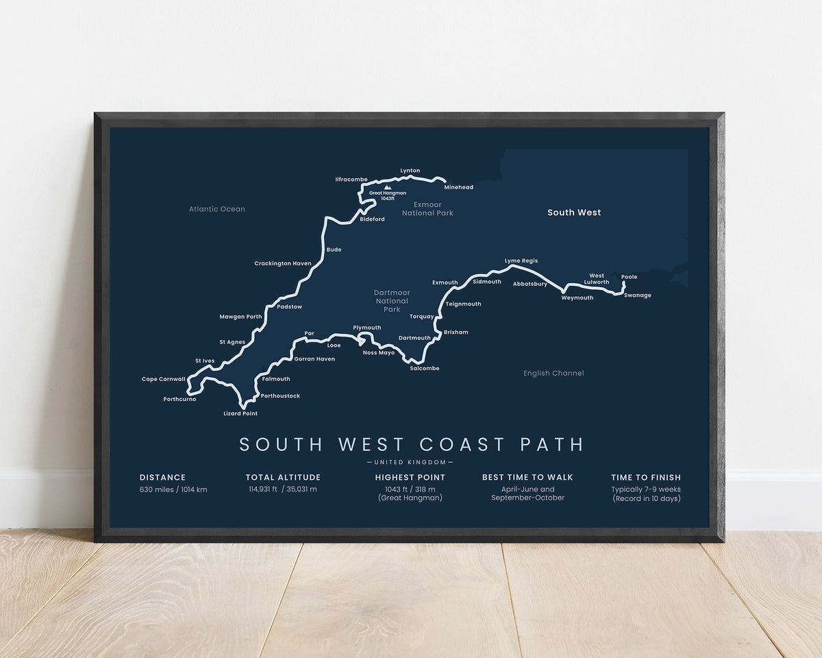 Swcp Map South West Coast Path Poster – Trail Goals
