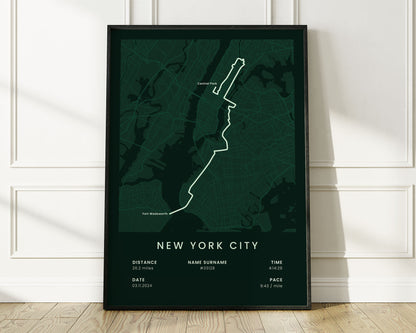 New York City Marathon (Staten Island) Runner Print with Green Background