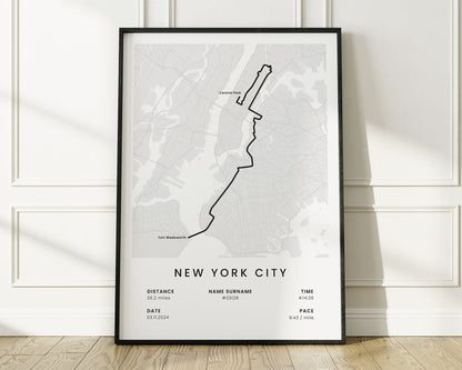 New York City Marathon (Brooklyn) Marathon Wall Art with White Background