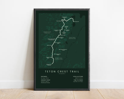Teton Crest Trail (Wyoming) Thru-Hike Poster with Green Background