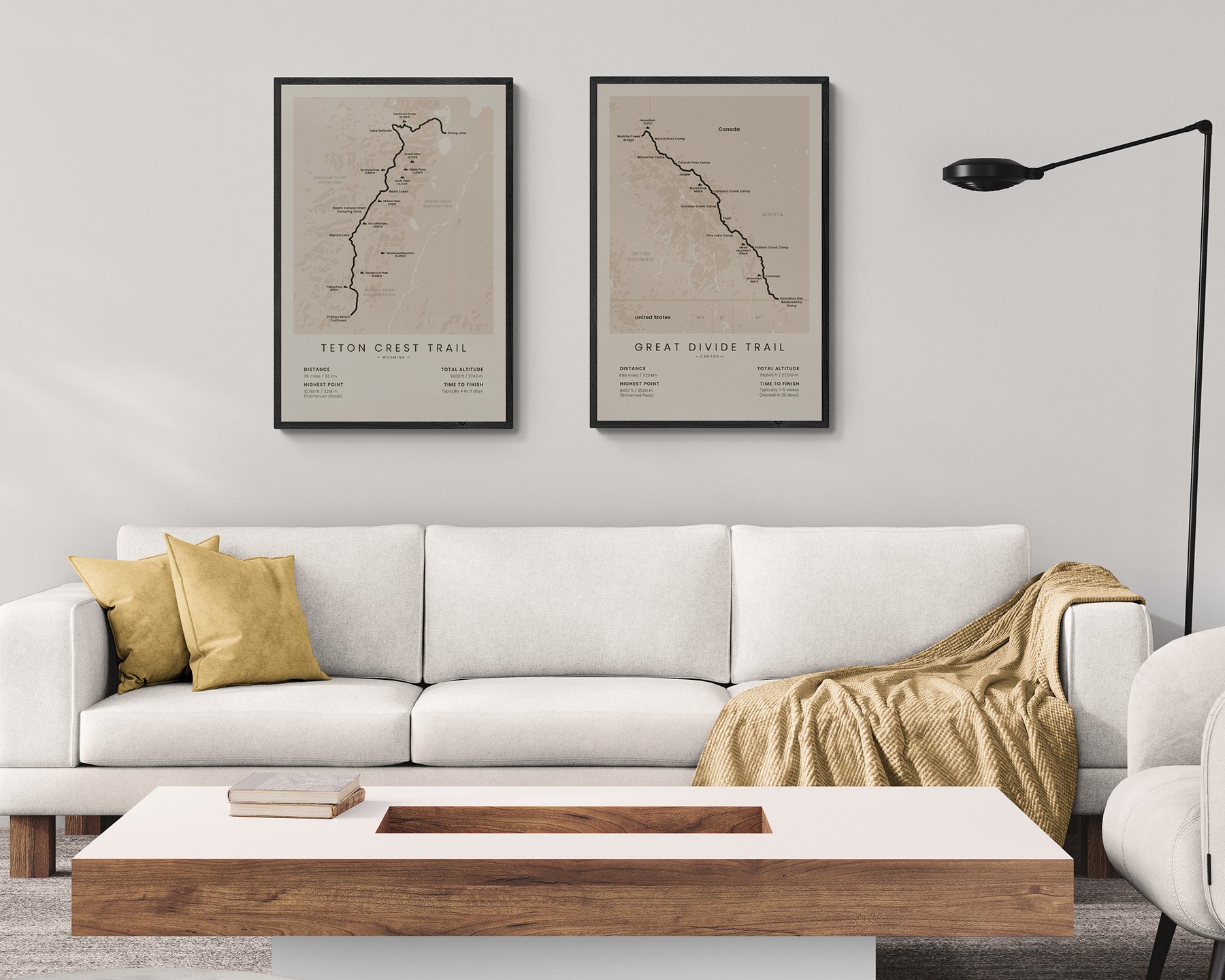 Teton Crest Trail (Philip Pass to String Lake) Trail Wall Decor in Modern Interior Decor