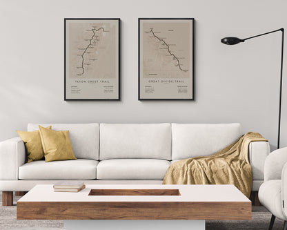 Teton Crest Trail (Philip Pass to String Lake) Trail Wall Decor in Modern Interior Decor