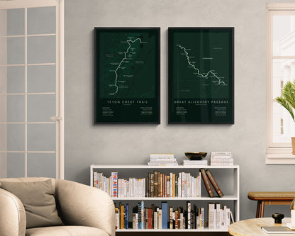 Teton Crest Trail (Grand Teton National Park) Route Wall Art in Minimal Room Decor