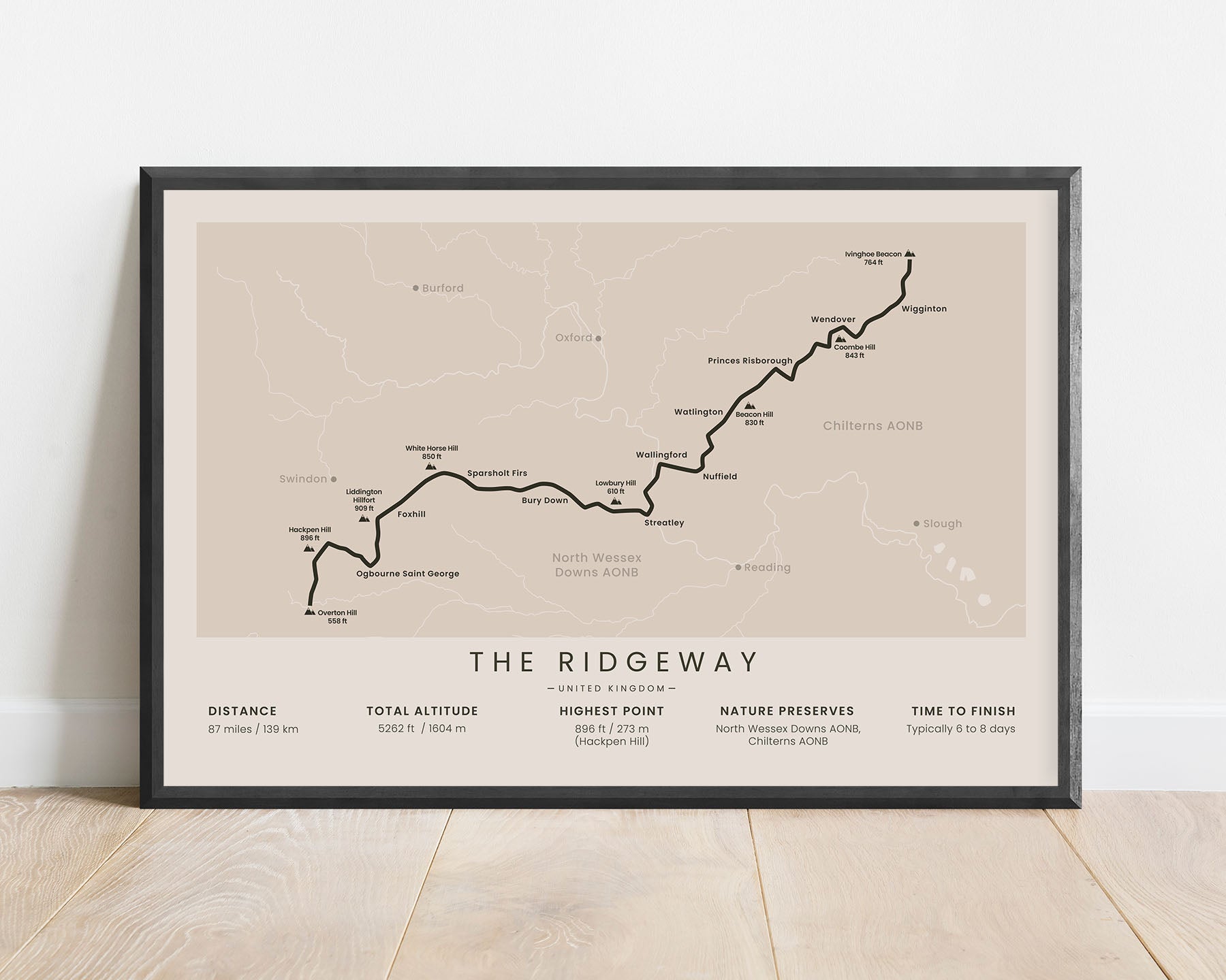 The Ridgeway (United Kingdom) Trek Wall Art with beige background