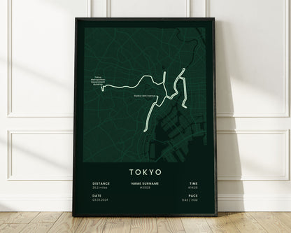 Tokyo Marathon (Asakusa) Runner Print with Green Background