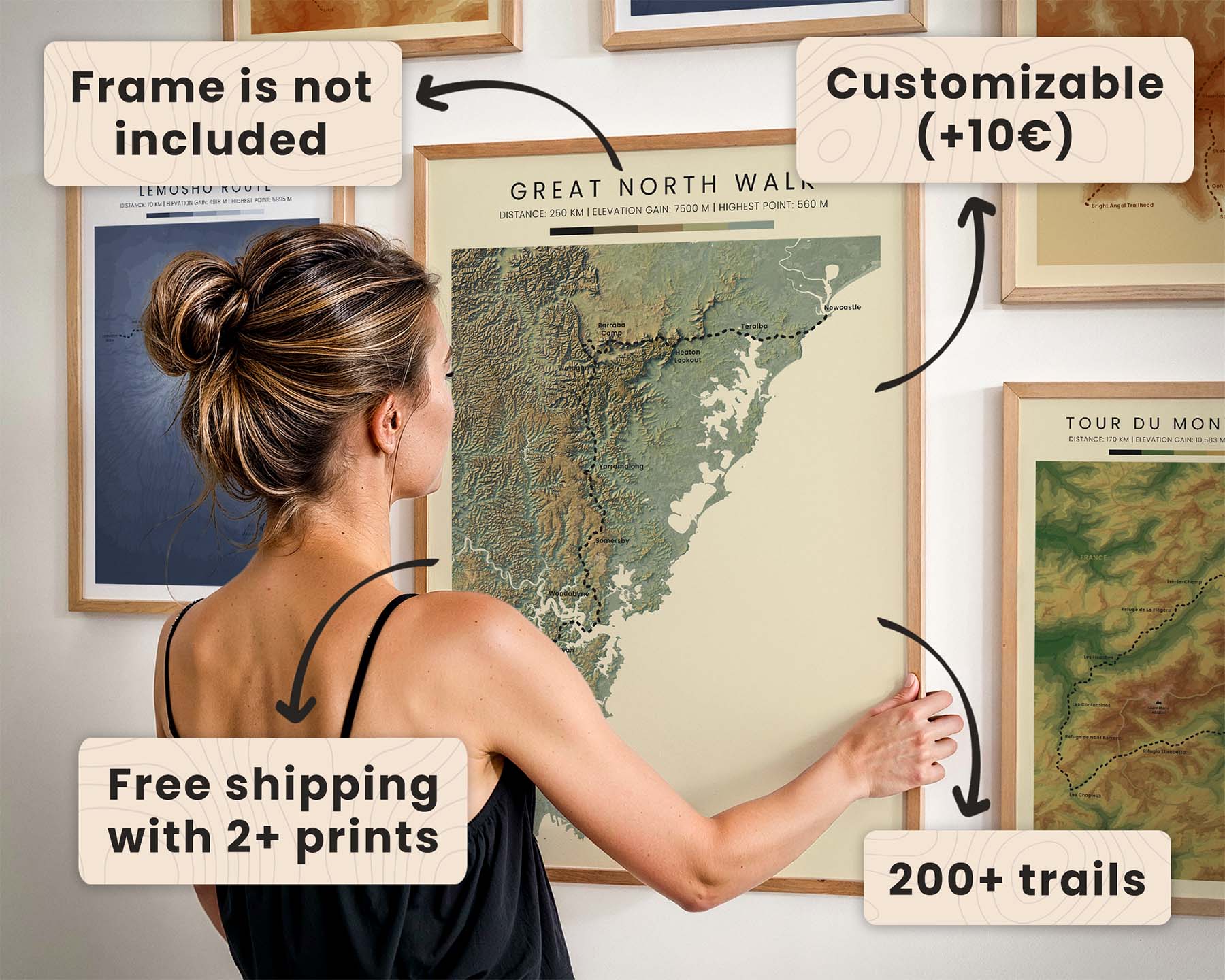 Trail Goals Topographic Map Poster Product Features