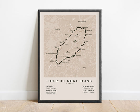 TMB (Crossing France, Switzerland, and Italy) Loop print with beige background
