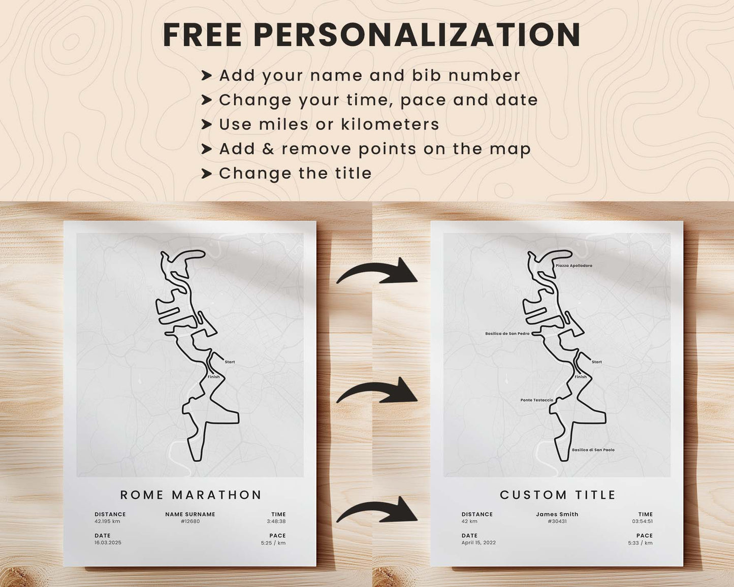 Trail Goals Minimalist Marathon Runner Print Customization and Personalization