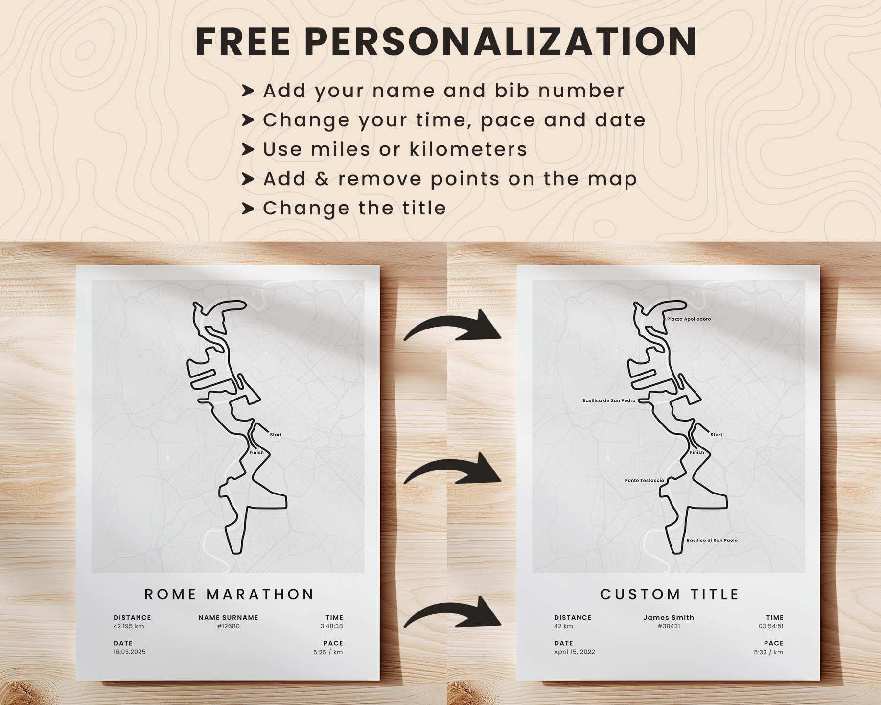 Trail Goals Minimalist Marathon Runner Print Customization and Personalization
