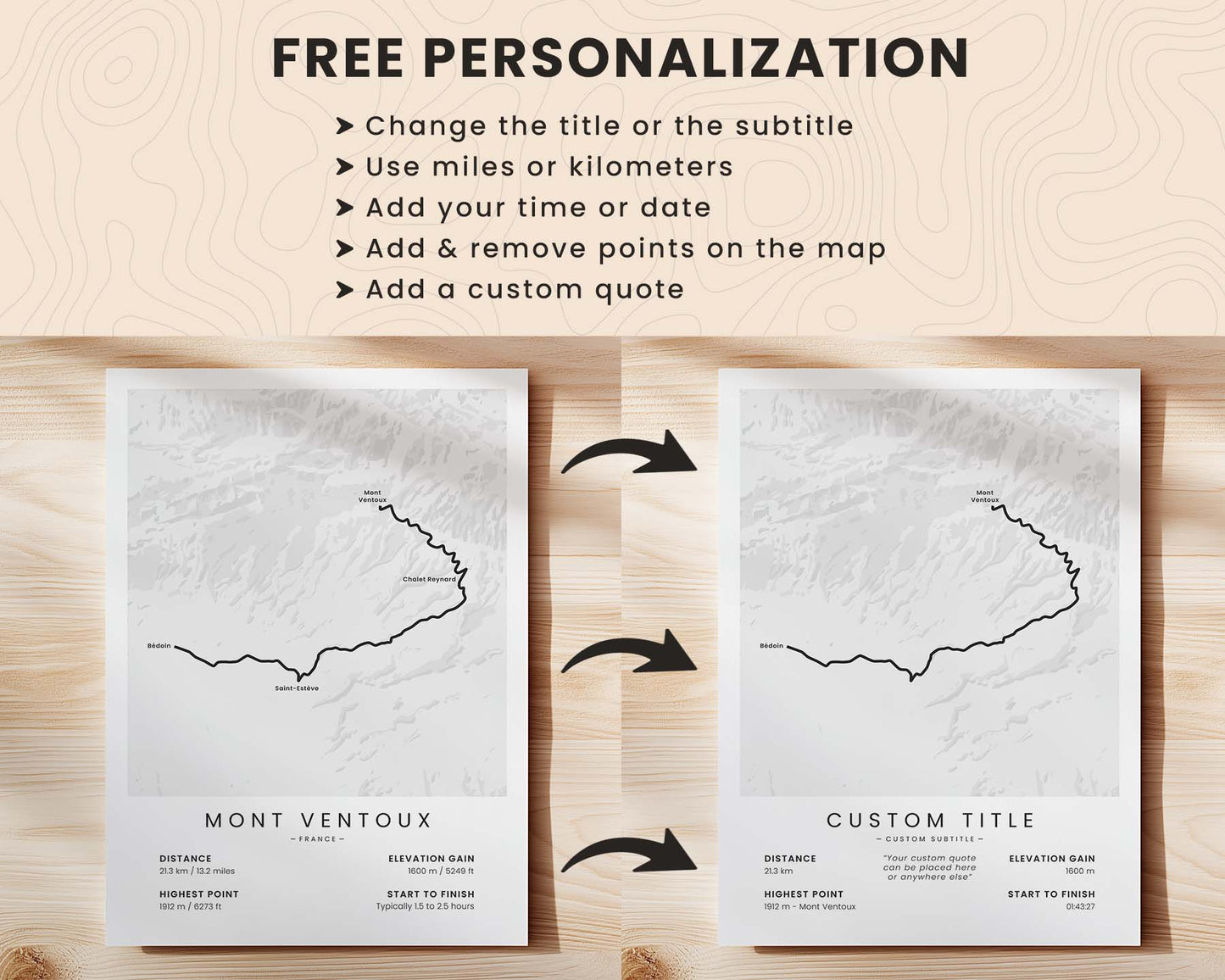 Trail Goals Minimal Cycling Route Poster Customization and Personalization