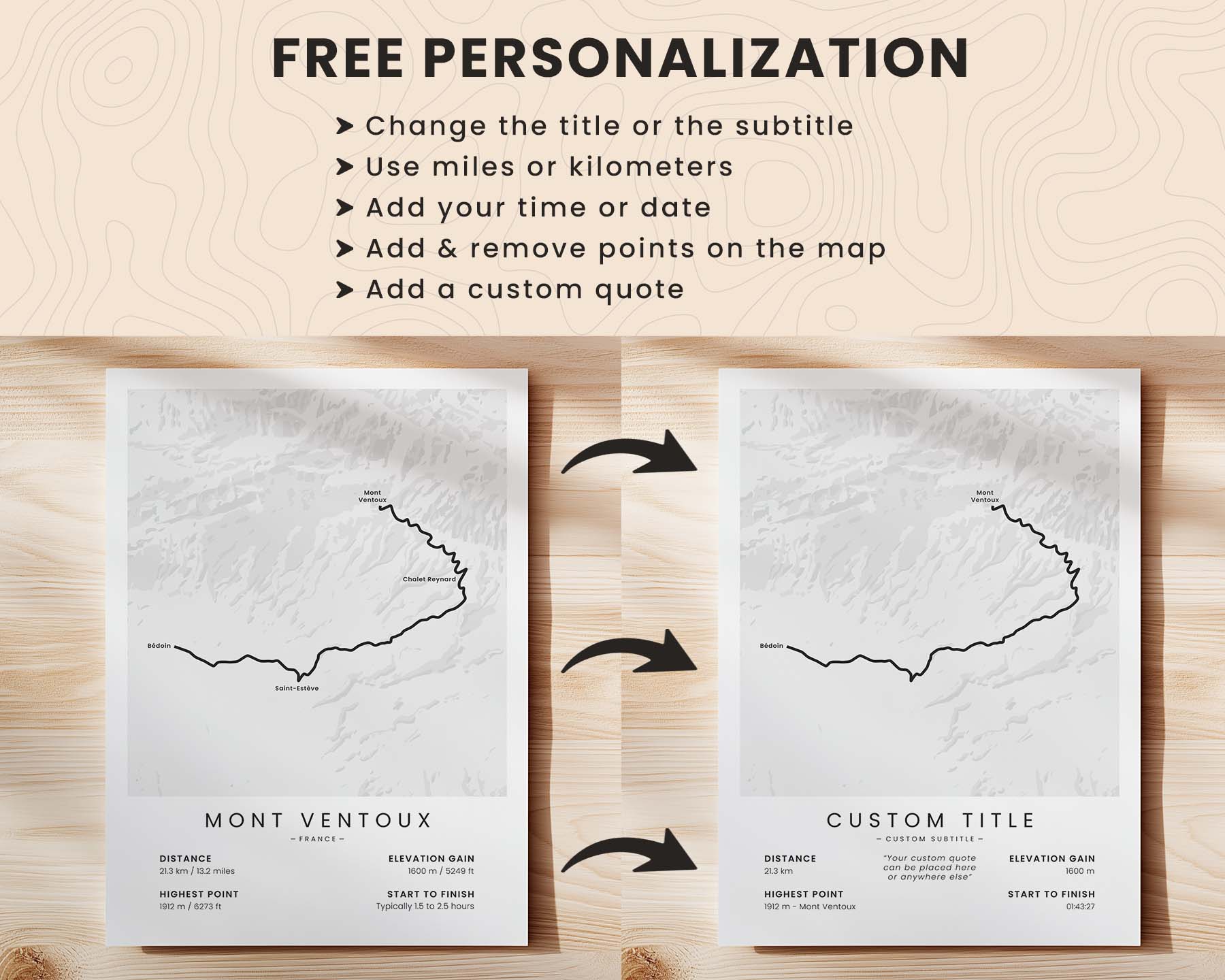 Trail Goals Minimal Cycling Route Poster Customization and Personalization