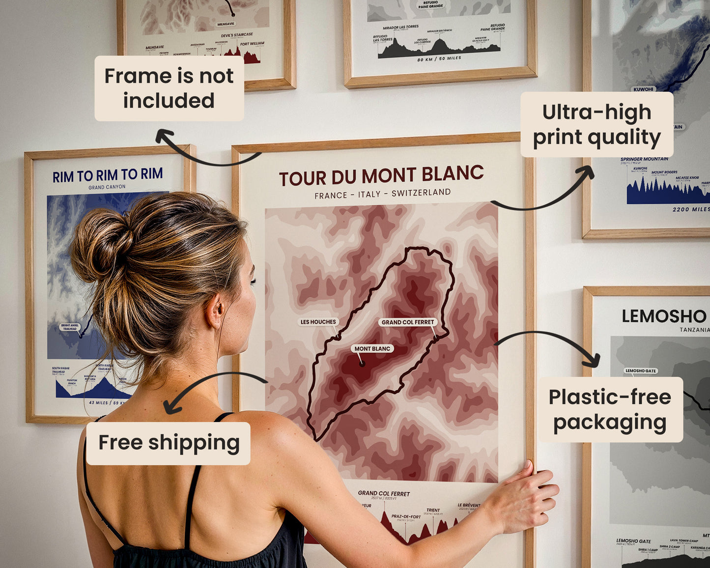 Trail Goals Elevation Hiking Posters Features