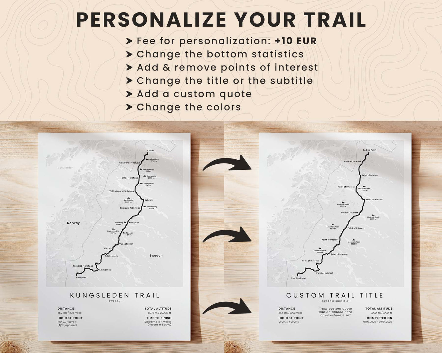 Trail Goals Minimalistic Hiking Trail Posters Customization and Personalization