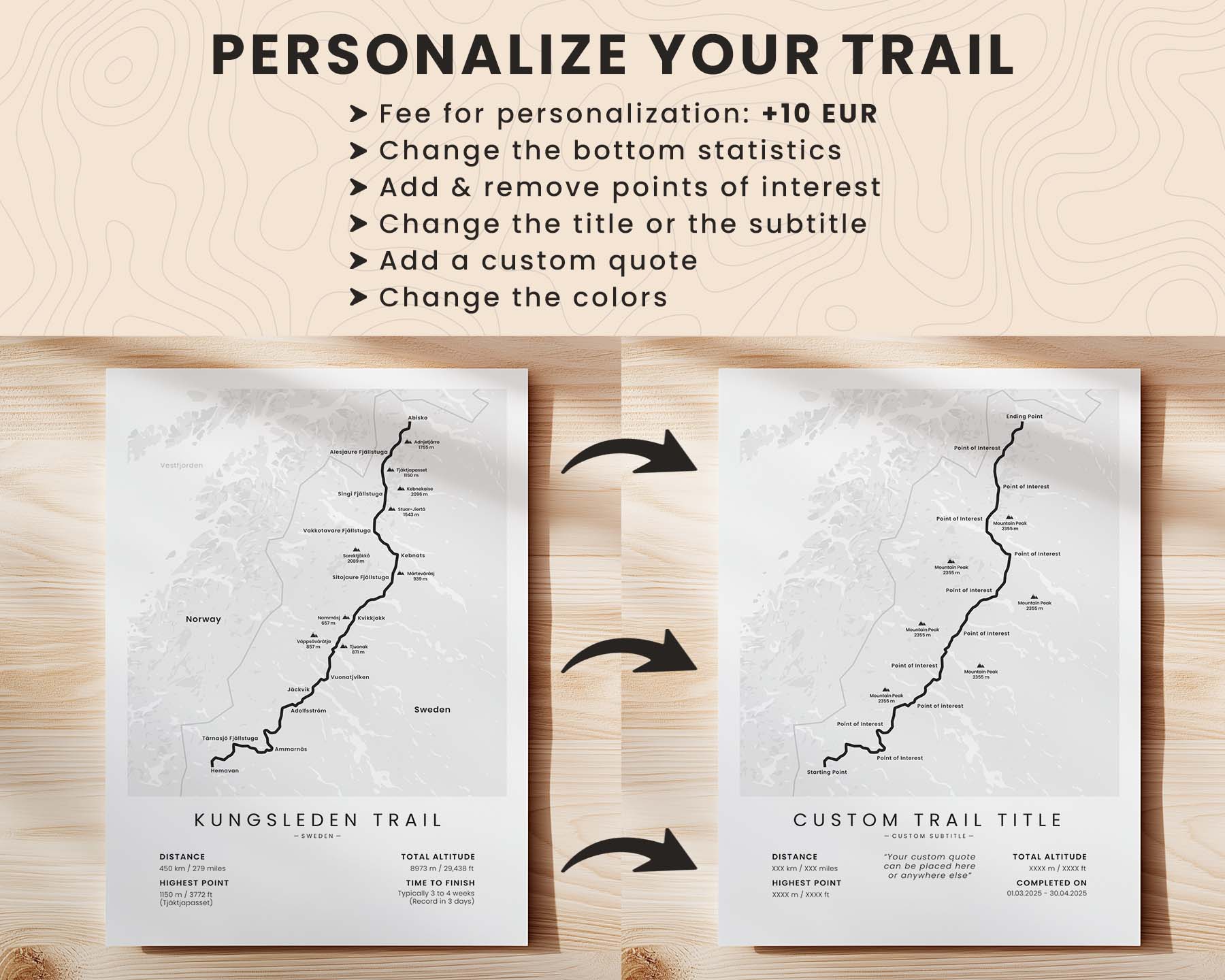 Trail Goals Minimalistic Hiking Trail Posters Customization and Personalization
