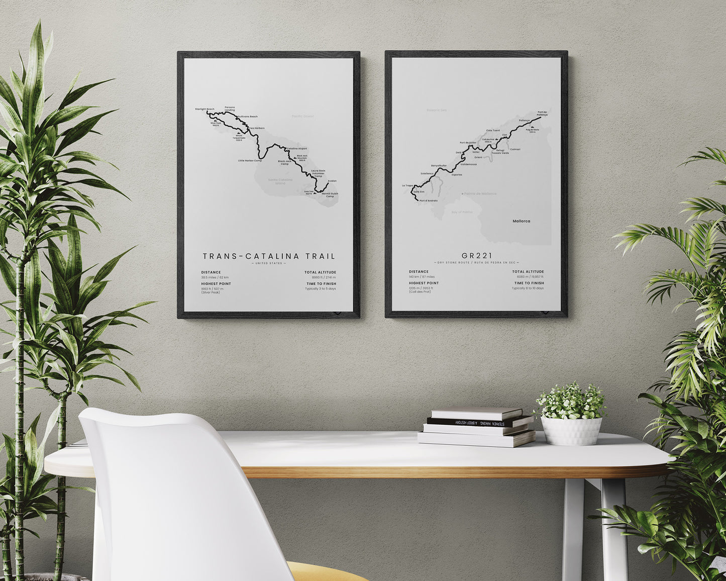 TCT (Avalon to Two Harbours) Trail Wall Decor in Modern Interior Decor